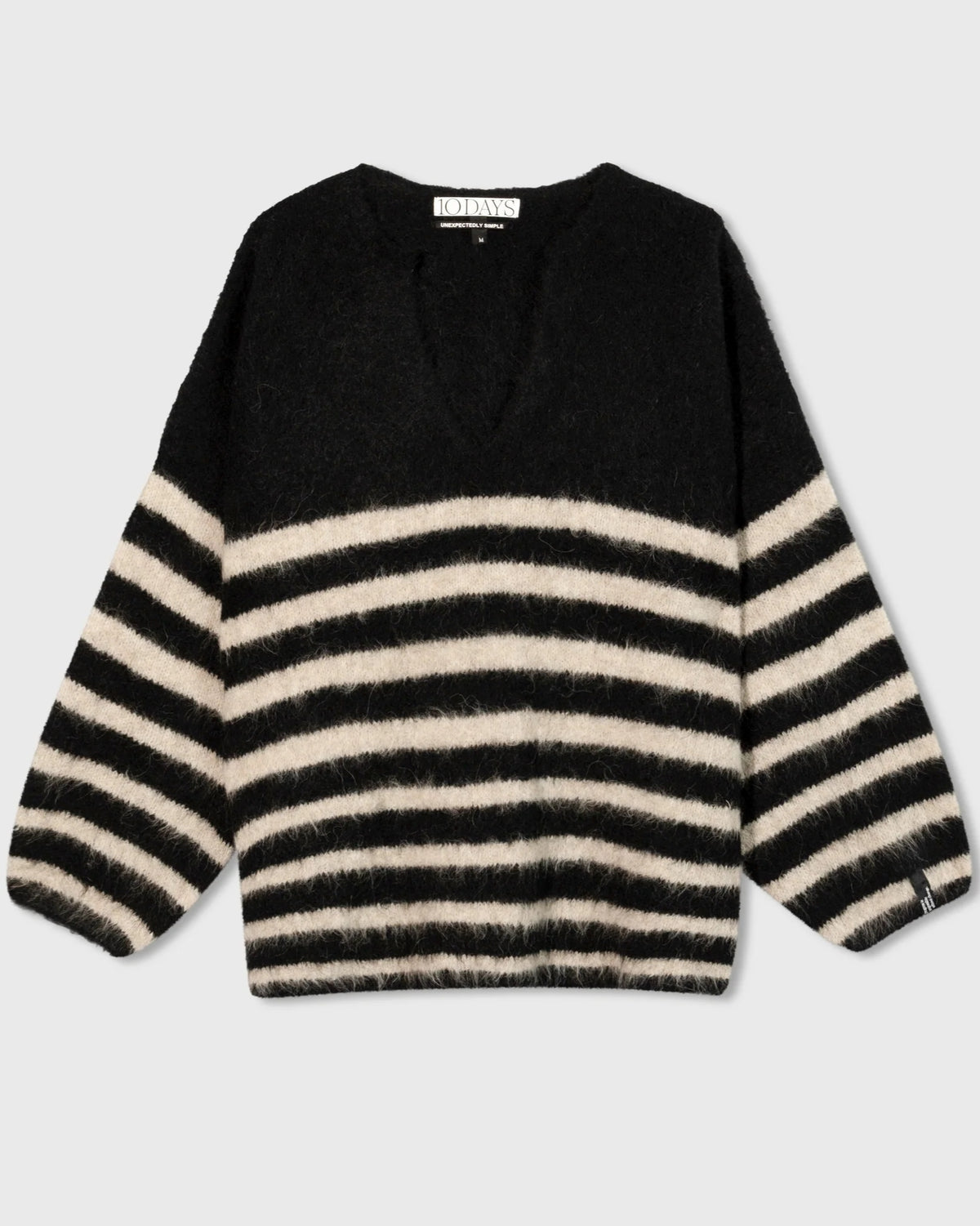 Pullover mit Streifen SOFT HAIRY Schwarz-Beige