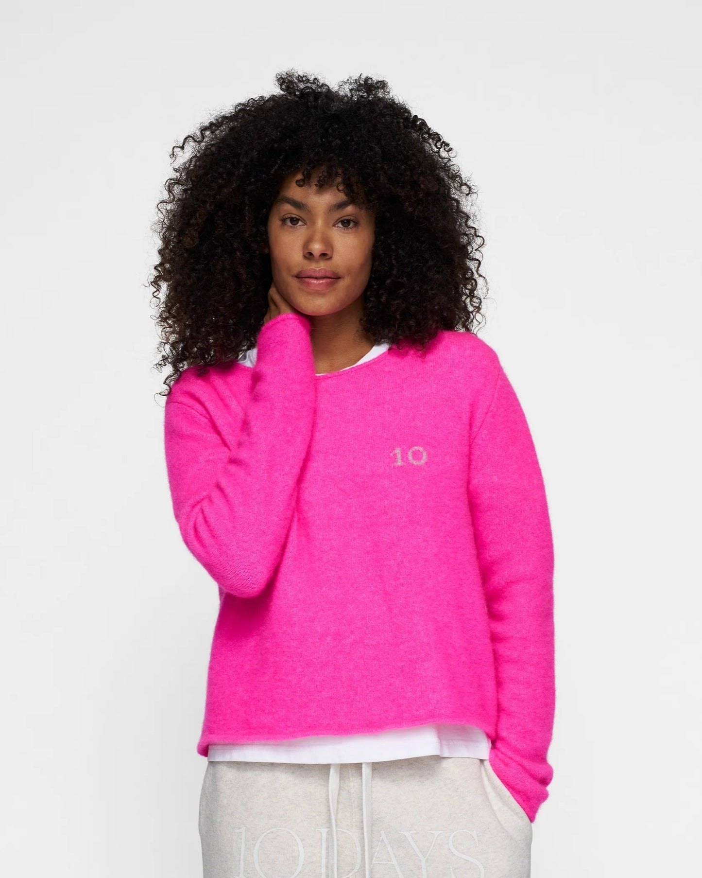 Pullover mit Alpaka in Neon Pink