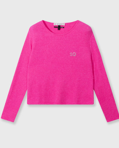 Pullover mit Alpaka in Neon Pink