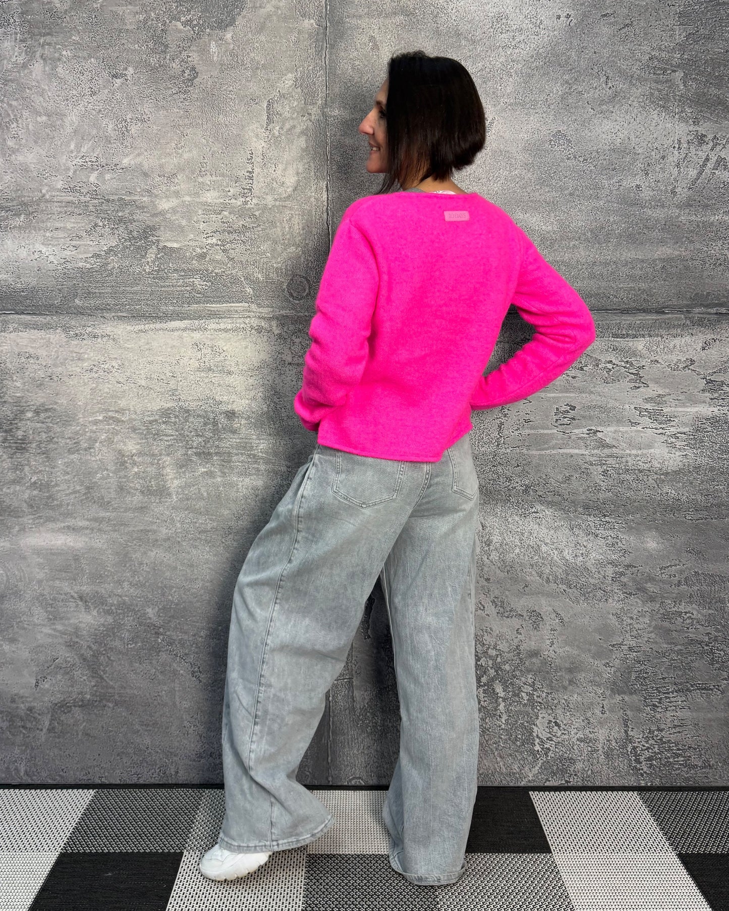 Pullover mit Alpaka in Neon Pink