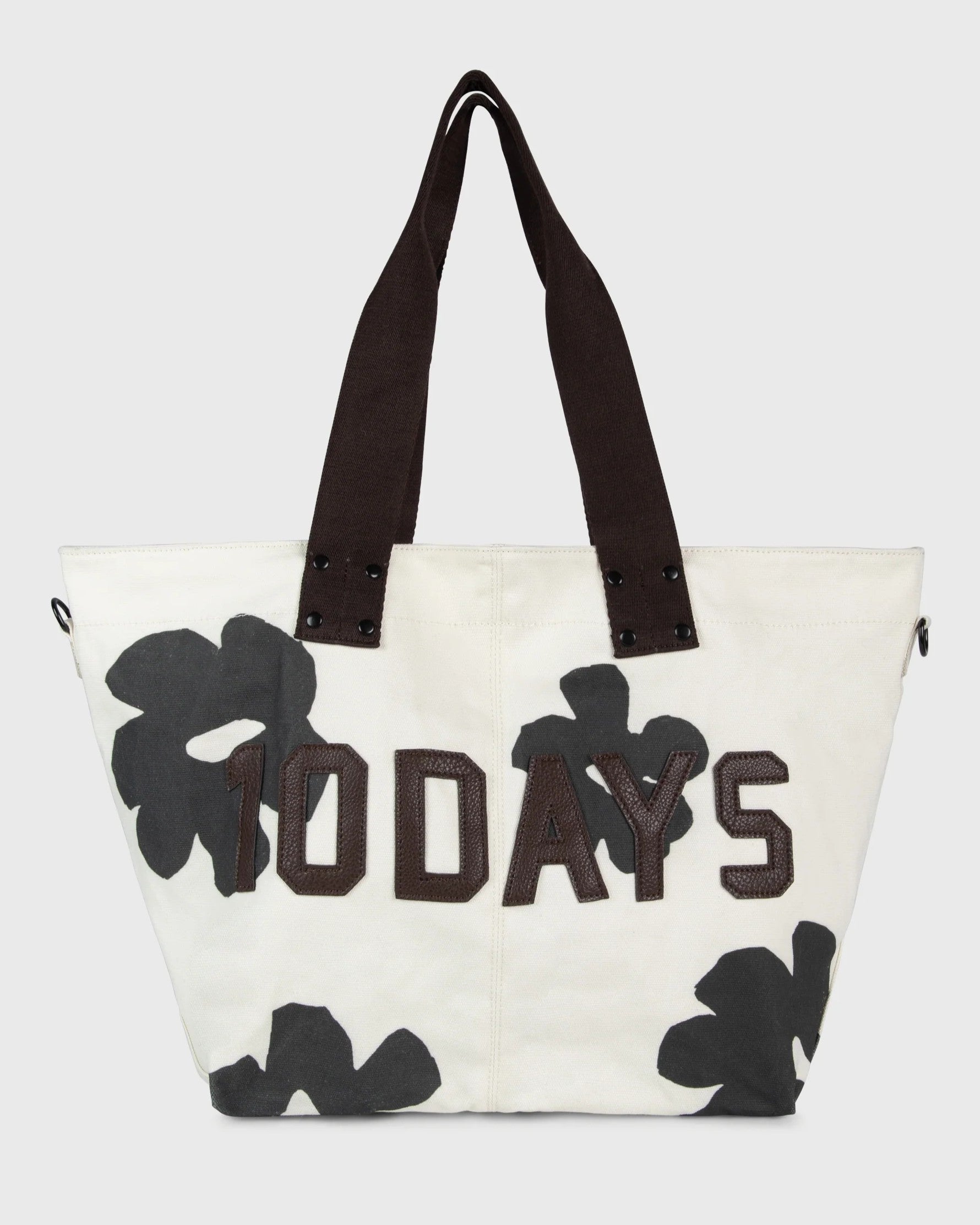 Großer Canvas Shopper Flower in Ecru