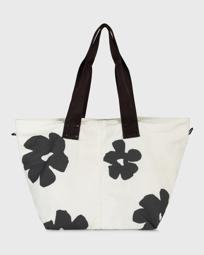 Großer Canvas Shopper Flower in Ecru