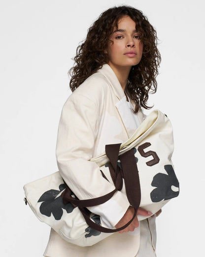 Großer Canvas Shopper Flower in Ecru