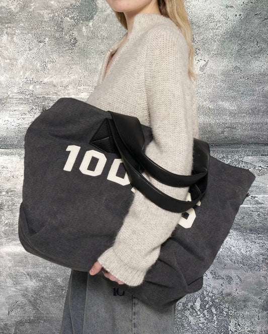 Großer Canvas Shopper in Schwarz