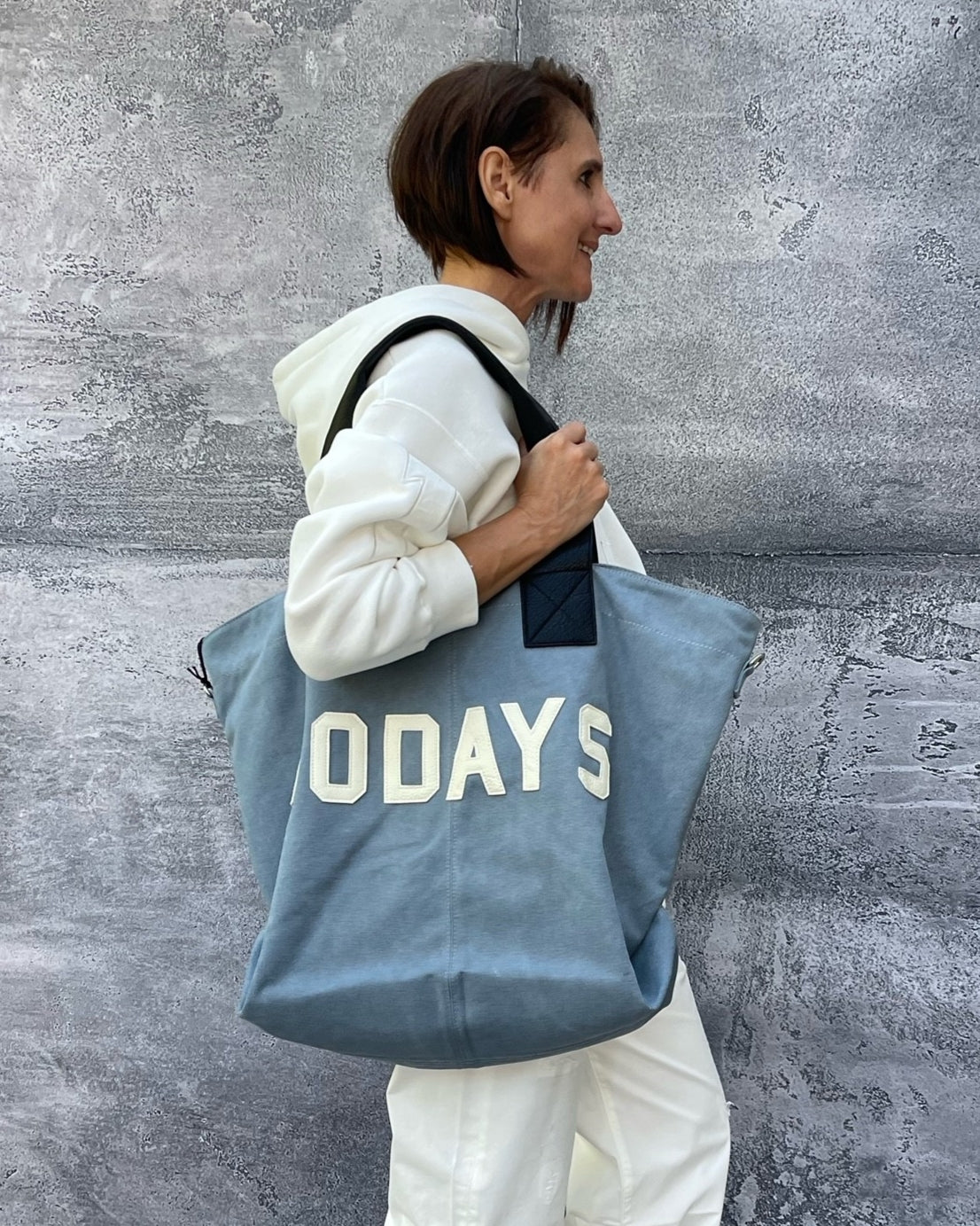 Großer Canvas Shopper Graublau