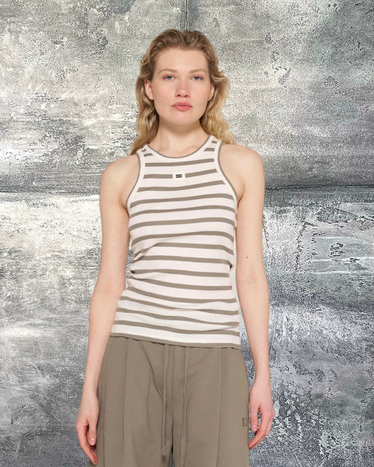 Tank Top mit Streifen in Ecru-Sage