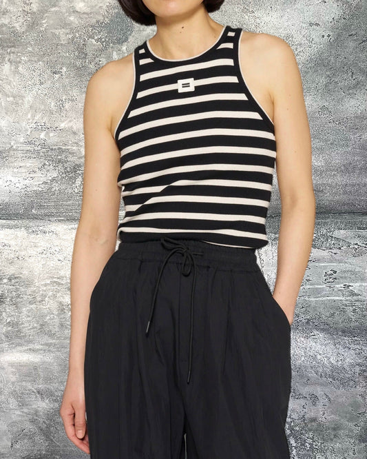 Tank Top mit Streifen in Schwarz-Beige