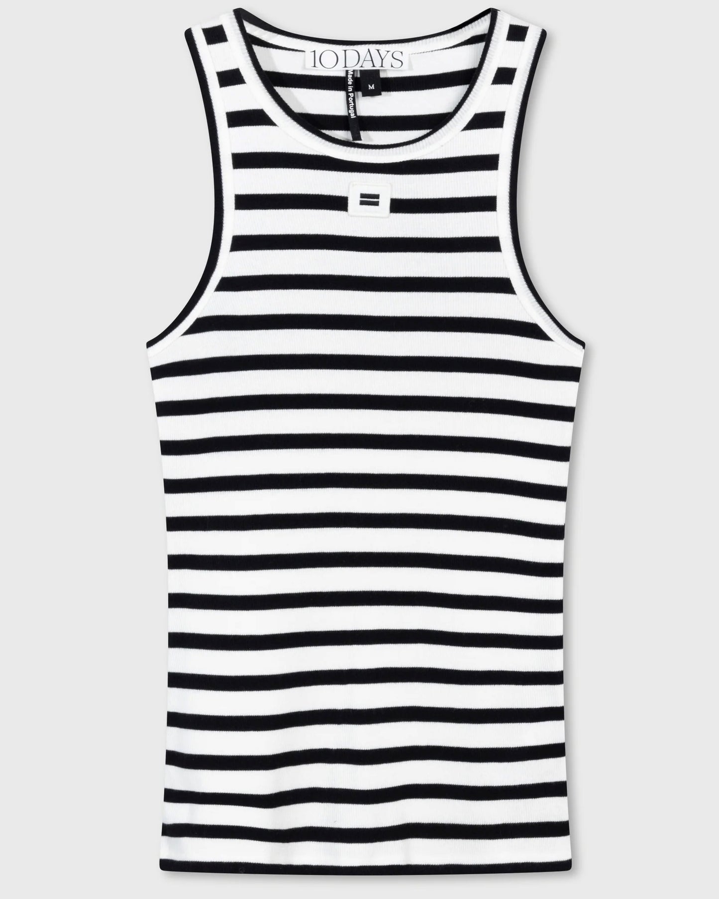 Tank Top mit Rippe in Ecru-Schwarz