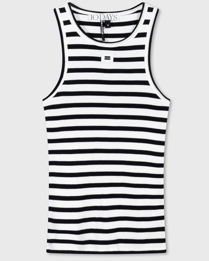 Tank Top mit Rippe in Ecru-Schwarz