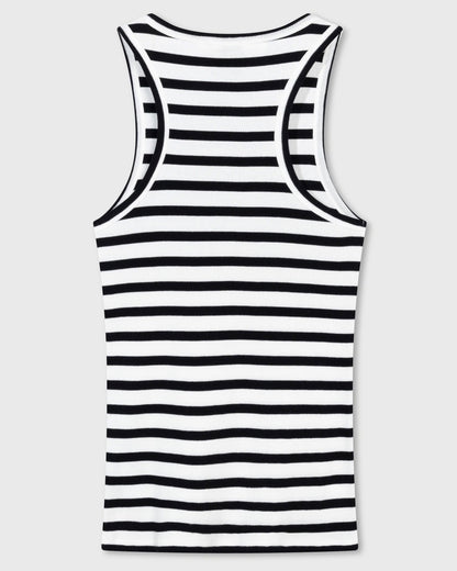 Tank Top mit Rippe in Ecru-Schwarz