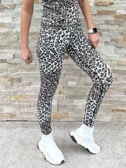 Sporty Leggings Leopard Grau-Schwarz