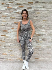 Sporty Top Leopard Grau-Schwarz