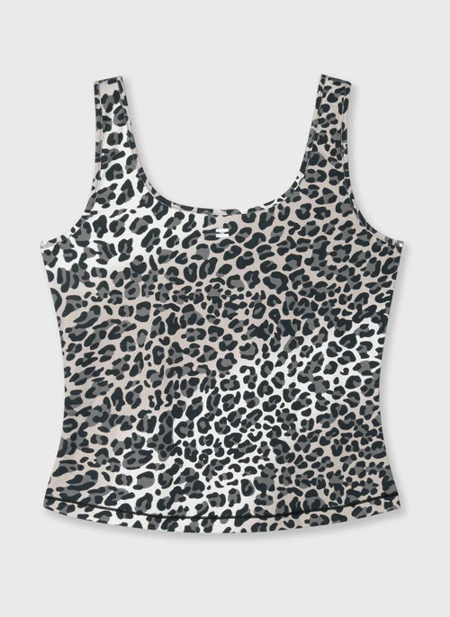 Sporty Top Leopard Grau-Schwarz