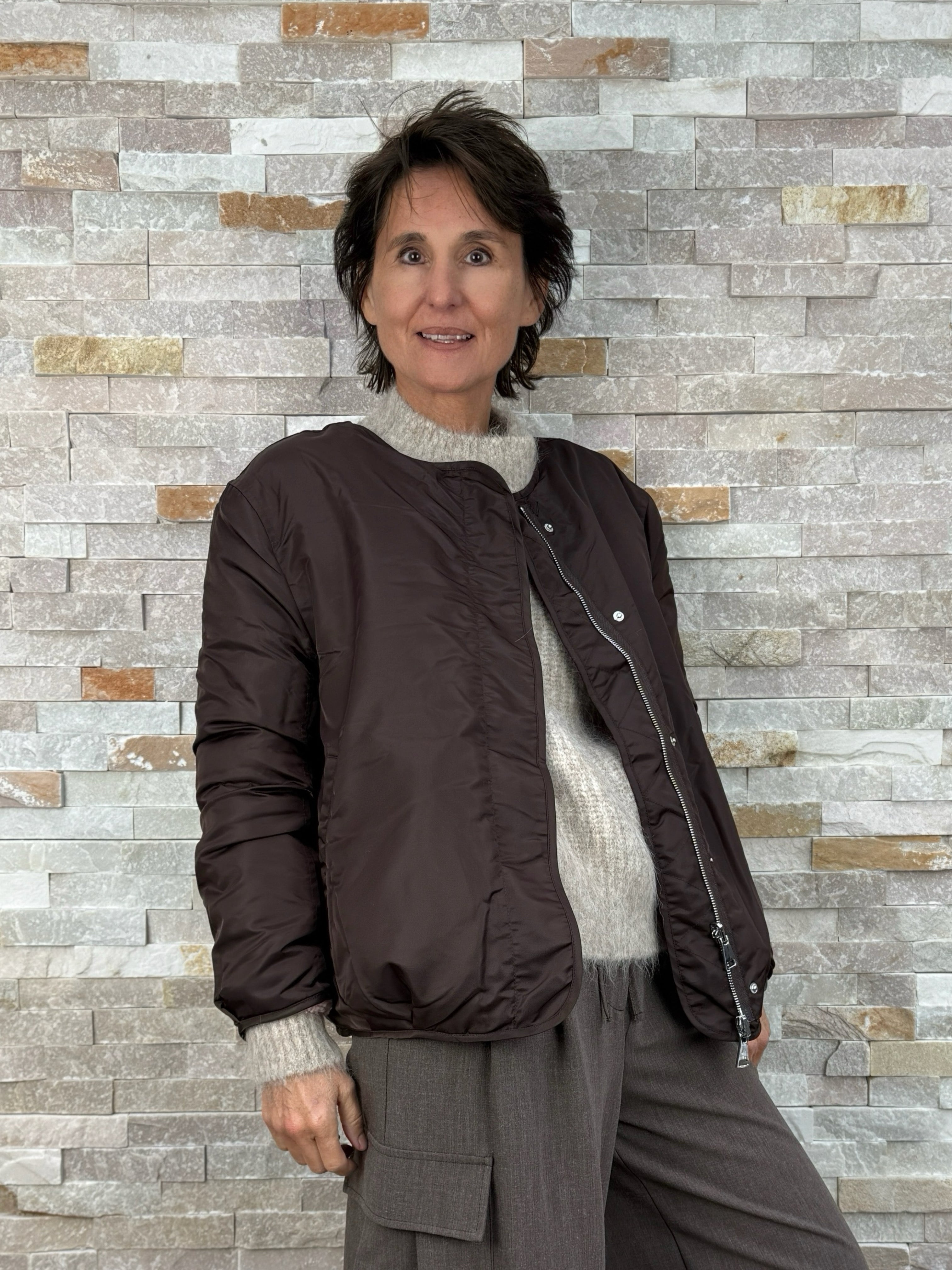 Bomberjacke zum Wenden mit Teddyfell in Chocolate