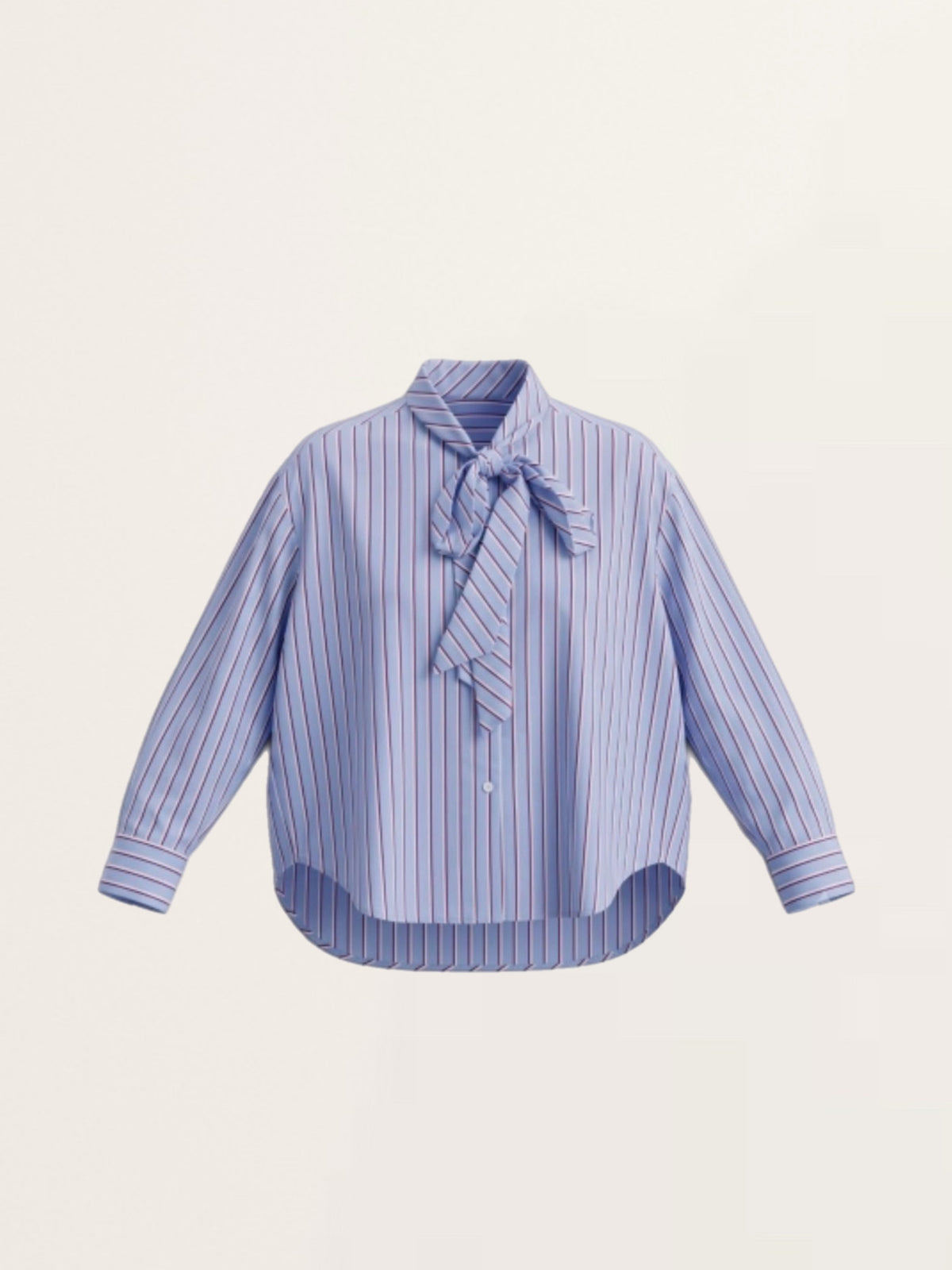 DREAM HAPPY Bow Blouse with Stripes in Blue-Red