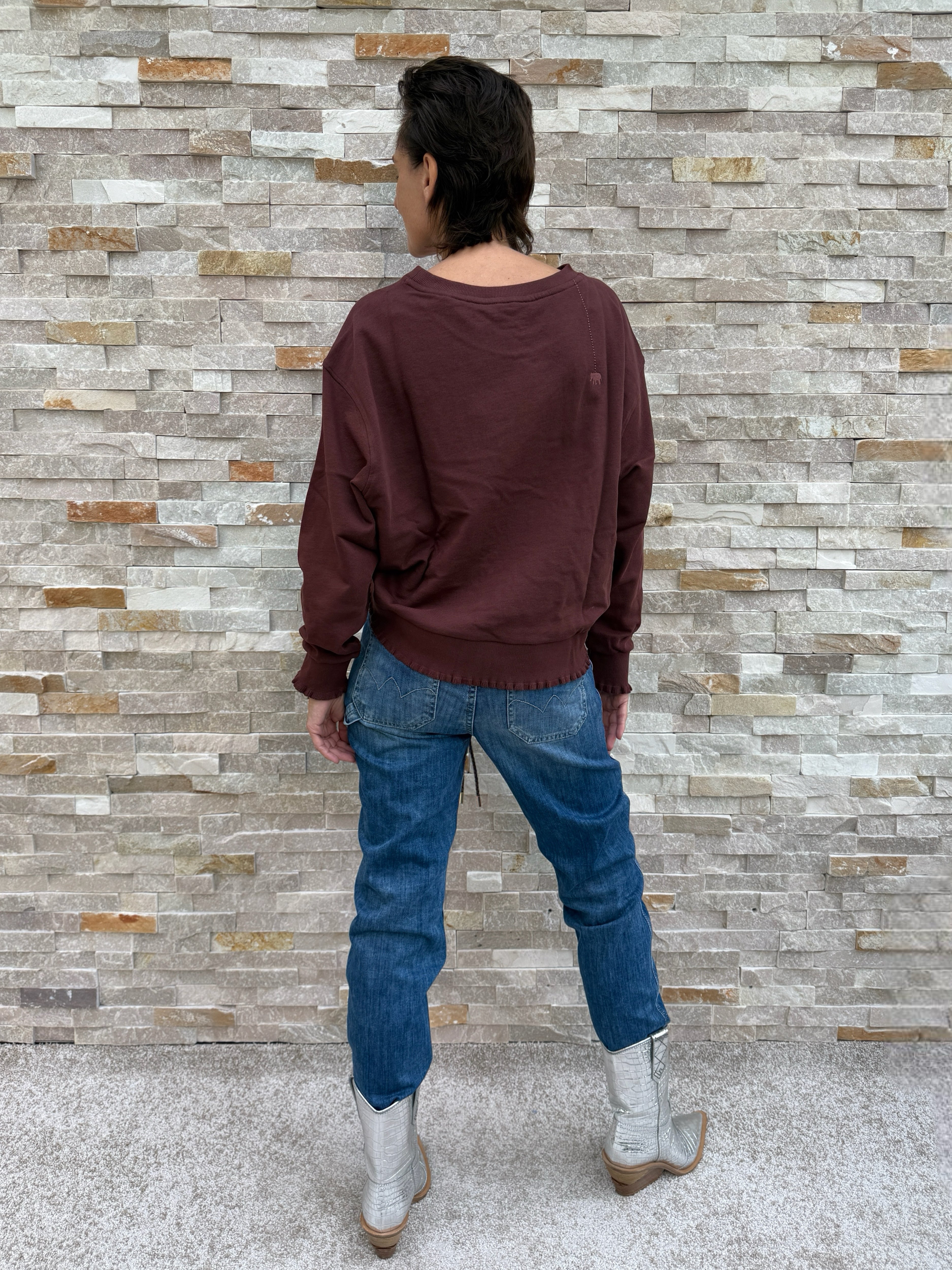 Sweatshirt ROSE mit Rüschen Details in Braun