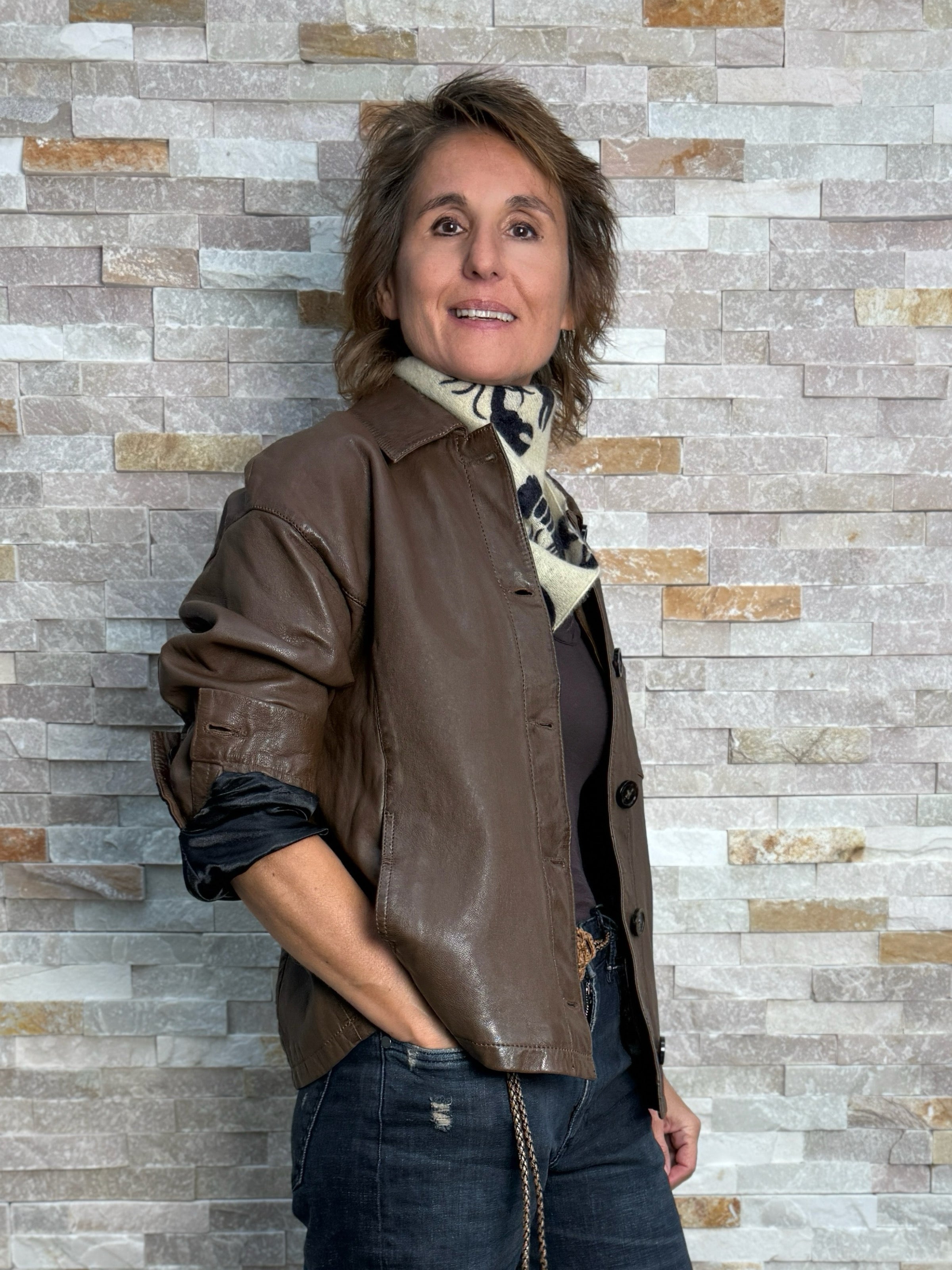 Lederjacke CLAUDIE in Nuss