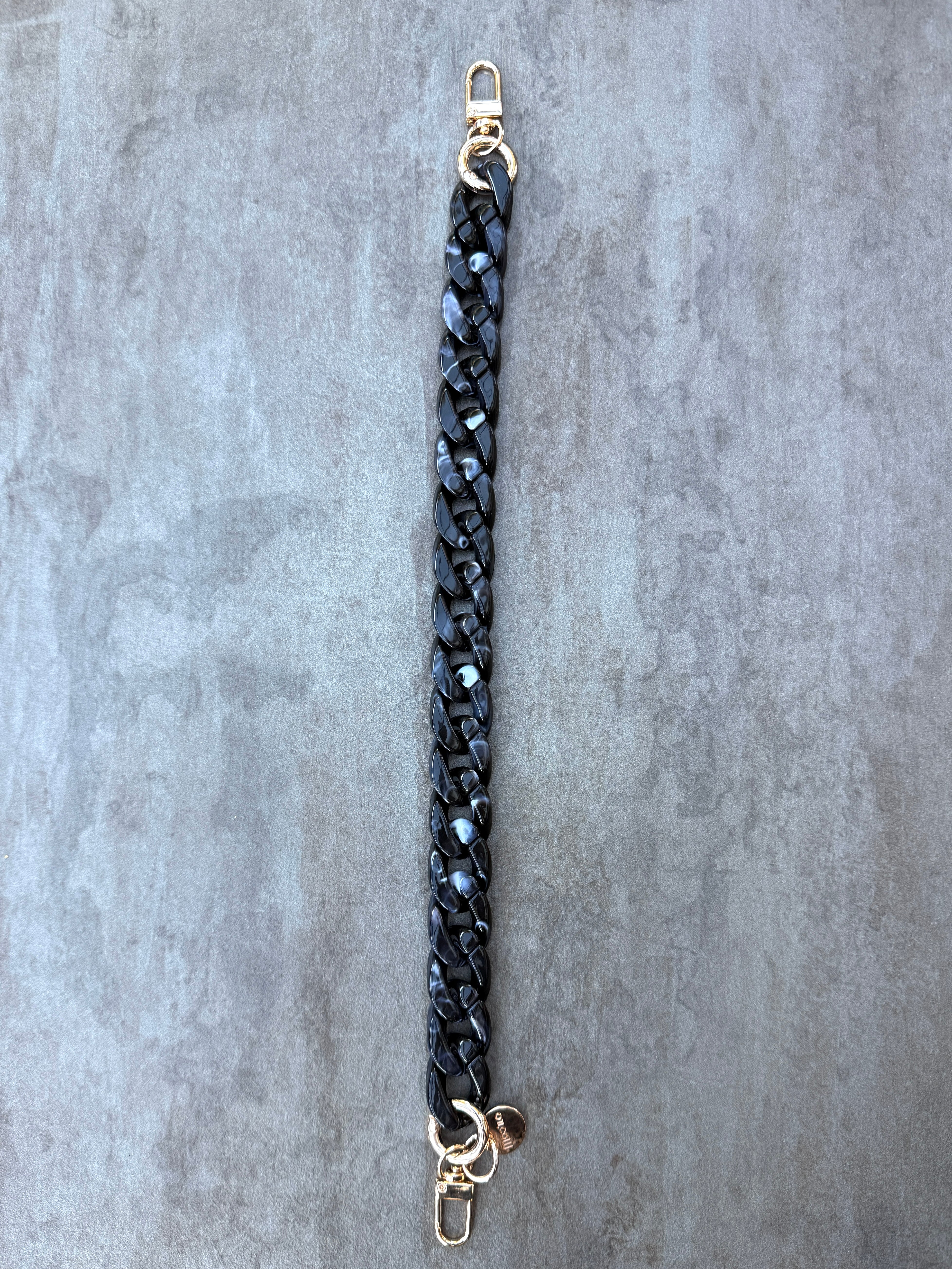Trousers / Mobile Phone Chain in Black Marble Look with Gold