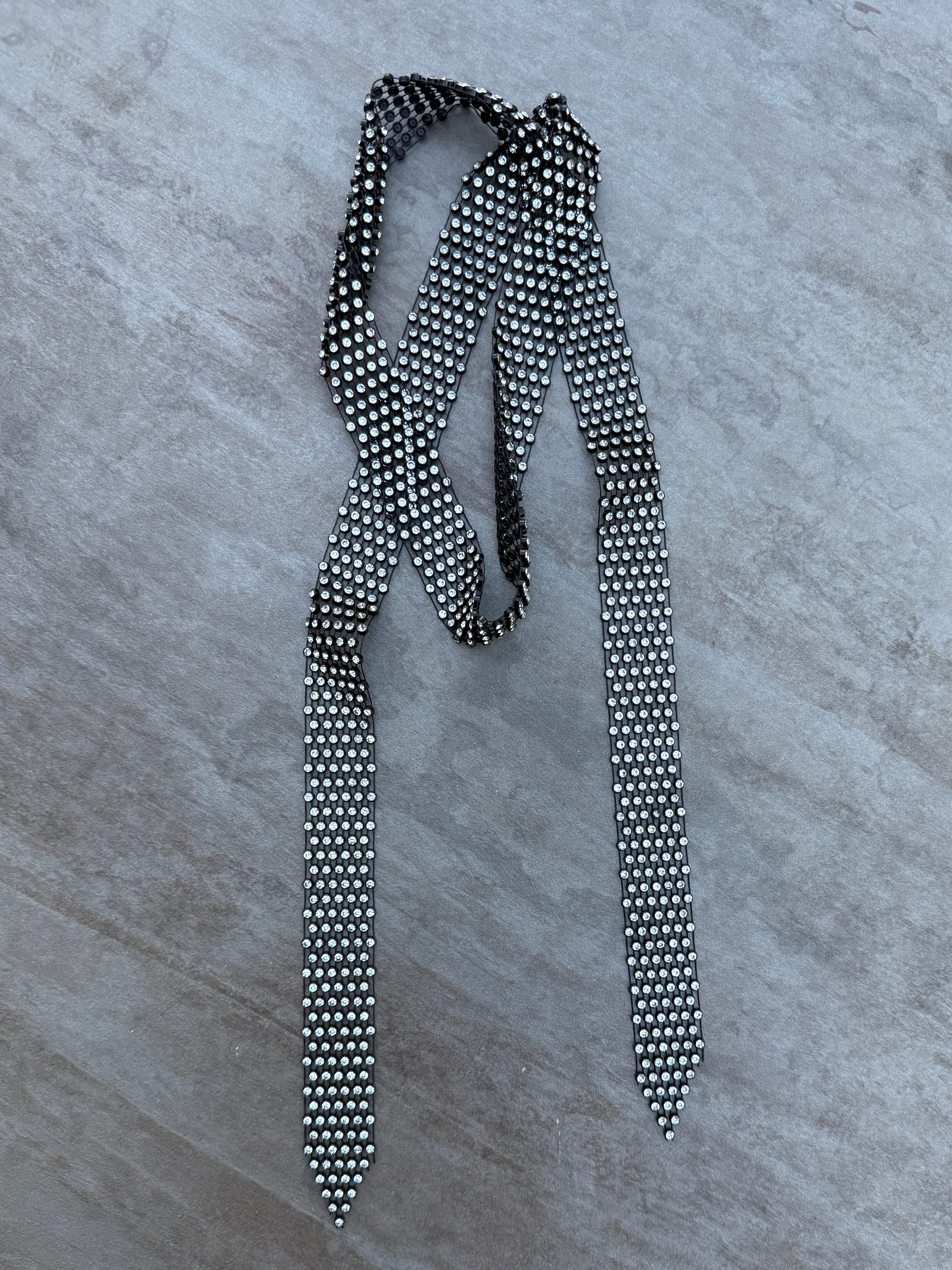 Strass Schal-Kette in Schwarz