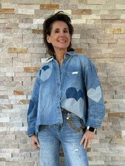Jeanshemd BEBA mit Herzen in Hellblau
