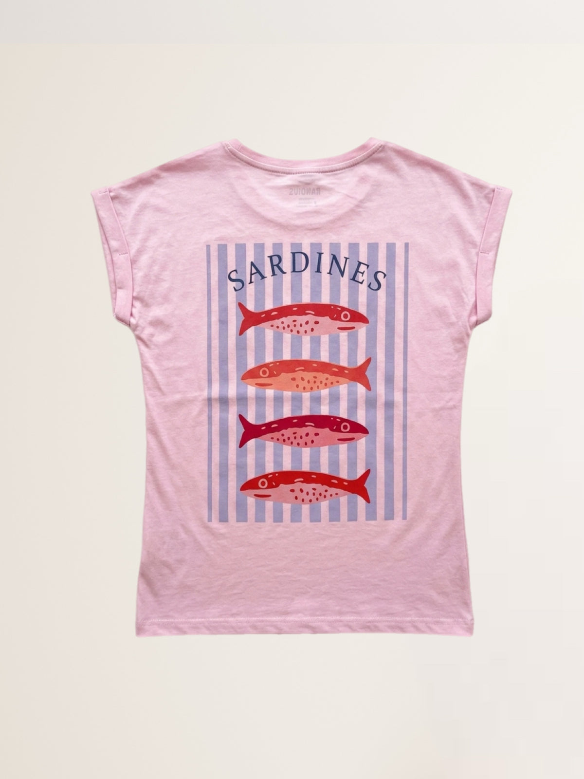 Sleeveless T-shirt back print SARDINES in Light Pink