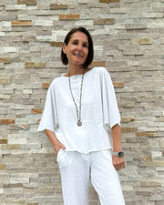 T-Shirt RUMBIA Poncho-Form in Weiß