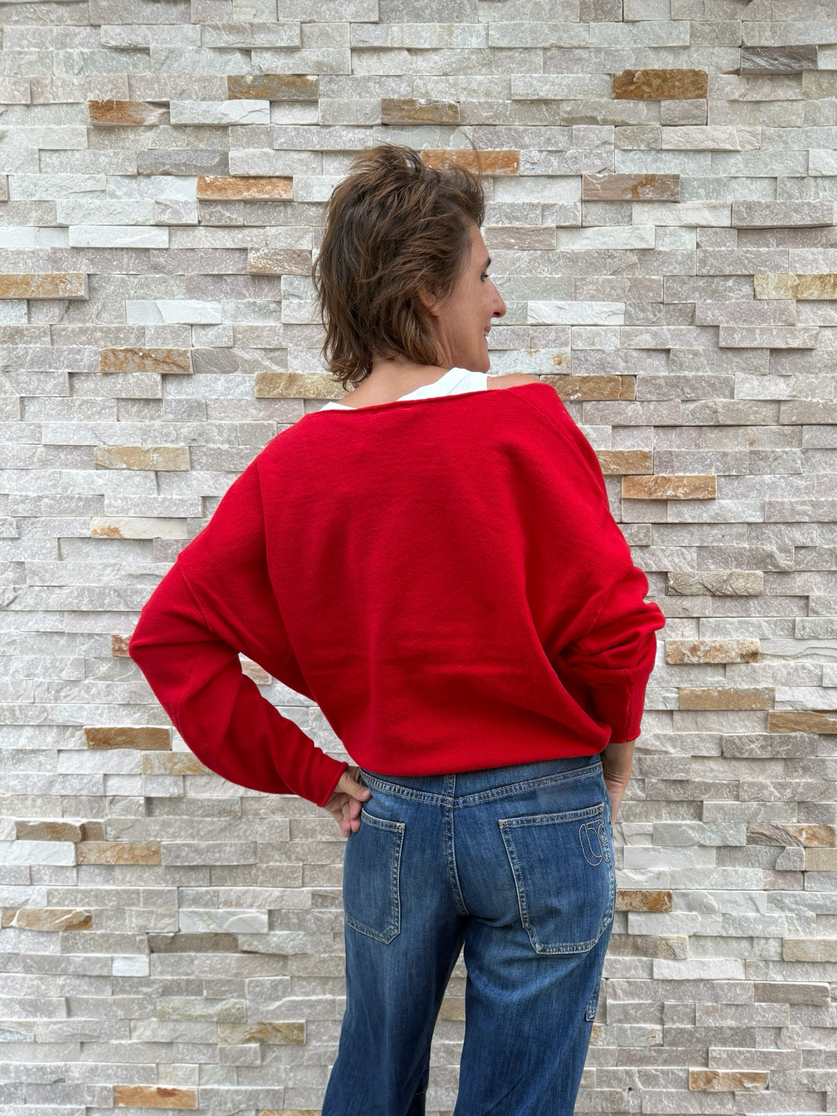 Pullover mit V-Ausschnitt in Tomato