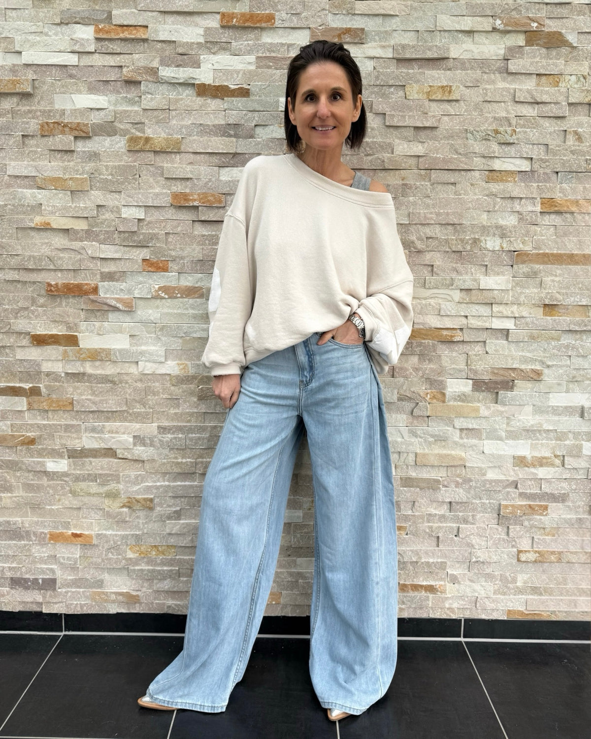 Wide Leg Jeans ER Eireen in Fence Blue