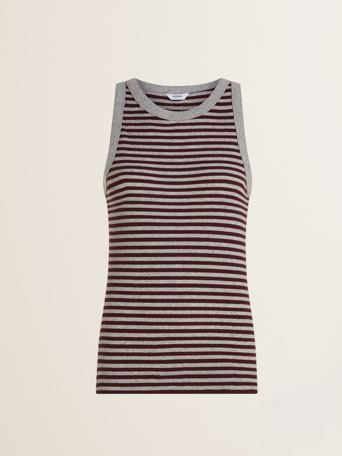 Tank Top mit Streifen in Grau-Aubergine