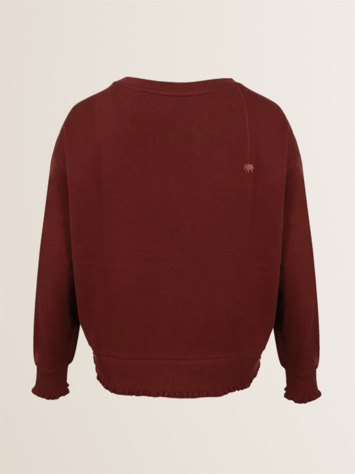 ROSE sweatshirt with ruffle details in wine red