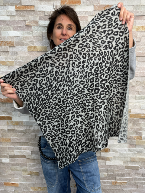 Cashmere Bandana LEO Hellgrau-Schwarz
