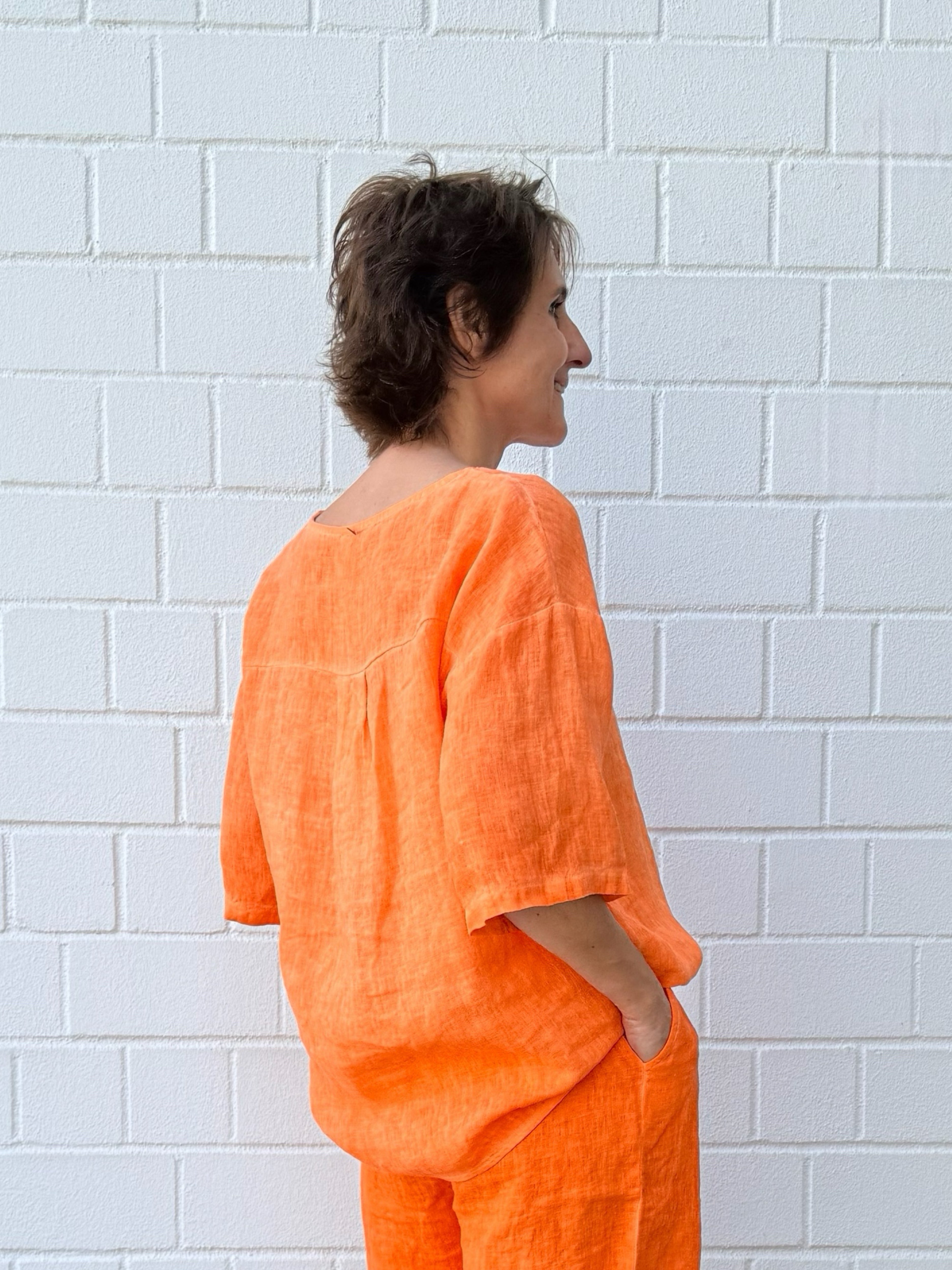 Linen blouse HENRY Orange