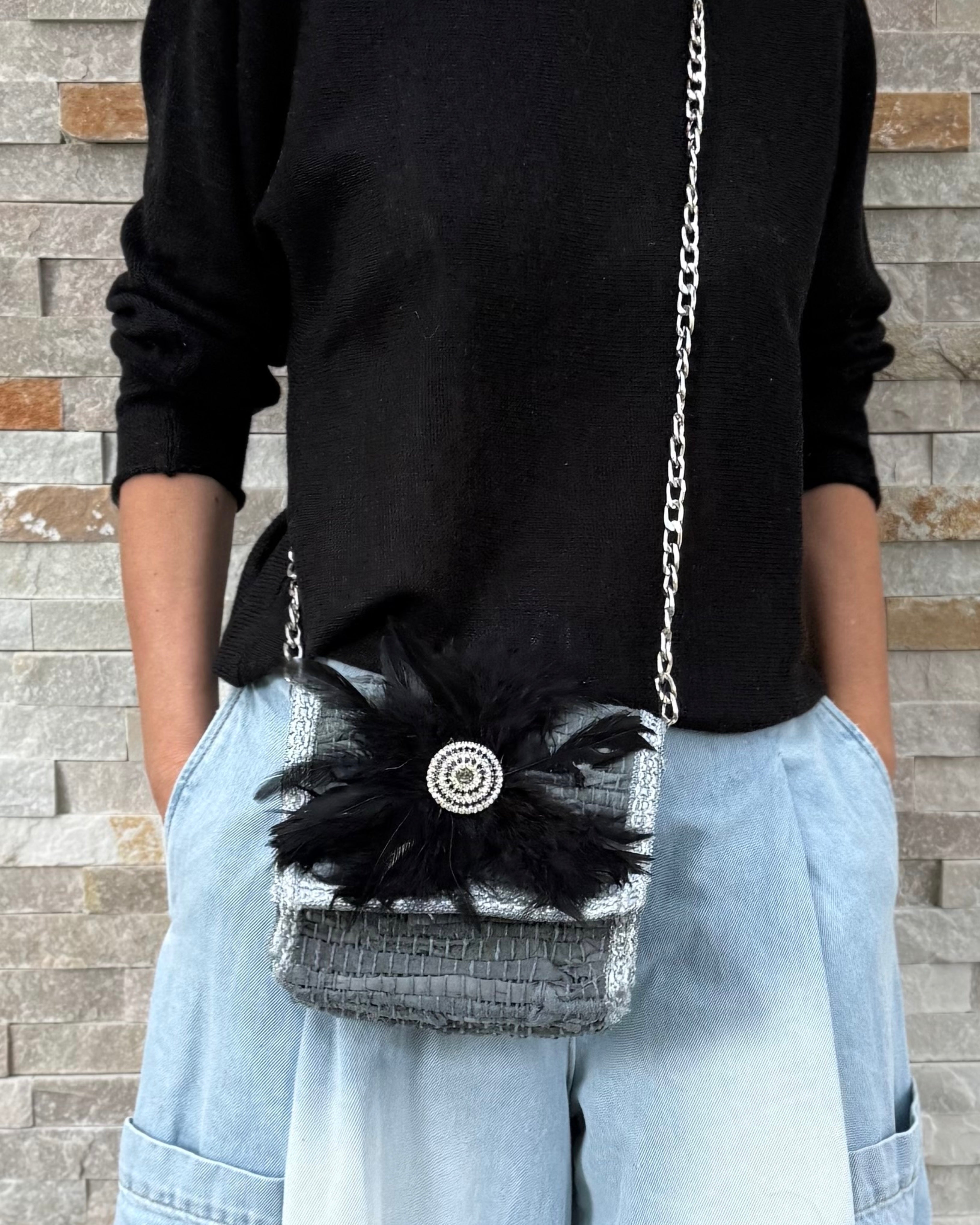 Tasche FEATHER KILIM Grau