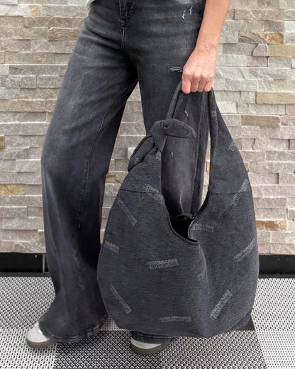 Hobo Bag MILDRED mit ER Logo Demin Black
