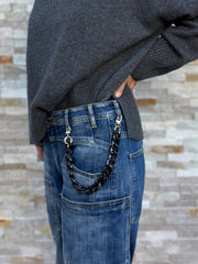 Hosen / Handykette in Schwarz Marmor Optik mit Gold