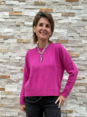 Kurzer Cashmere Pullover in Pink
