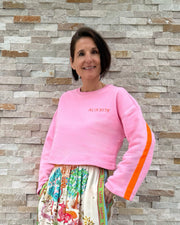 Cropped Sweatshirt mit weiten Ärmeln in light Pink