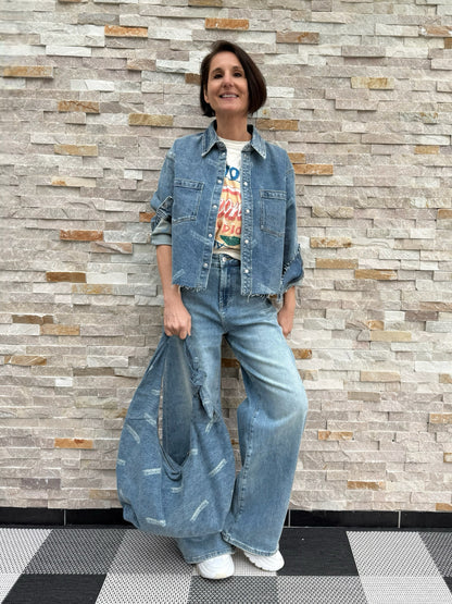 Hobo Bag MILDRED mit ER Logo Mittelblau