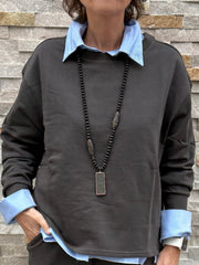 Lange Kette NEPAL mit Buddha-Amulett Lava