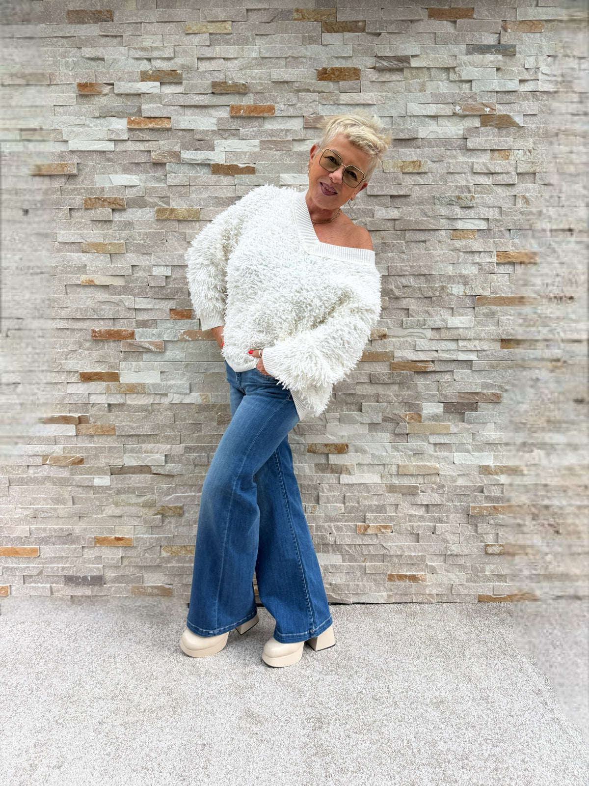 HIGH FLARE BARCY Flared Jeans in Medium Blue
