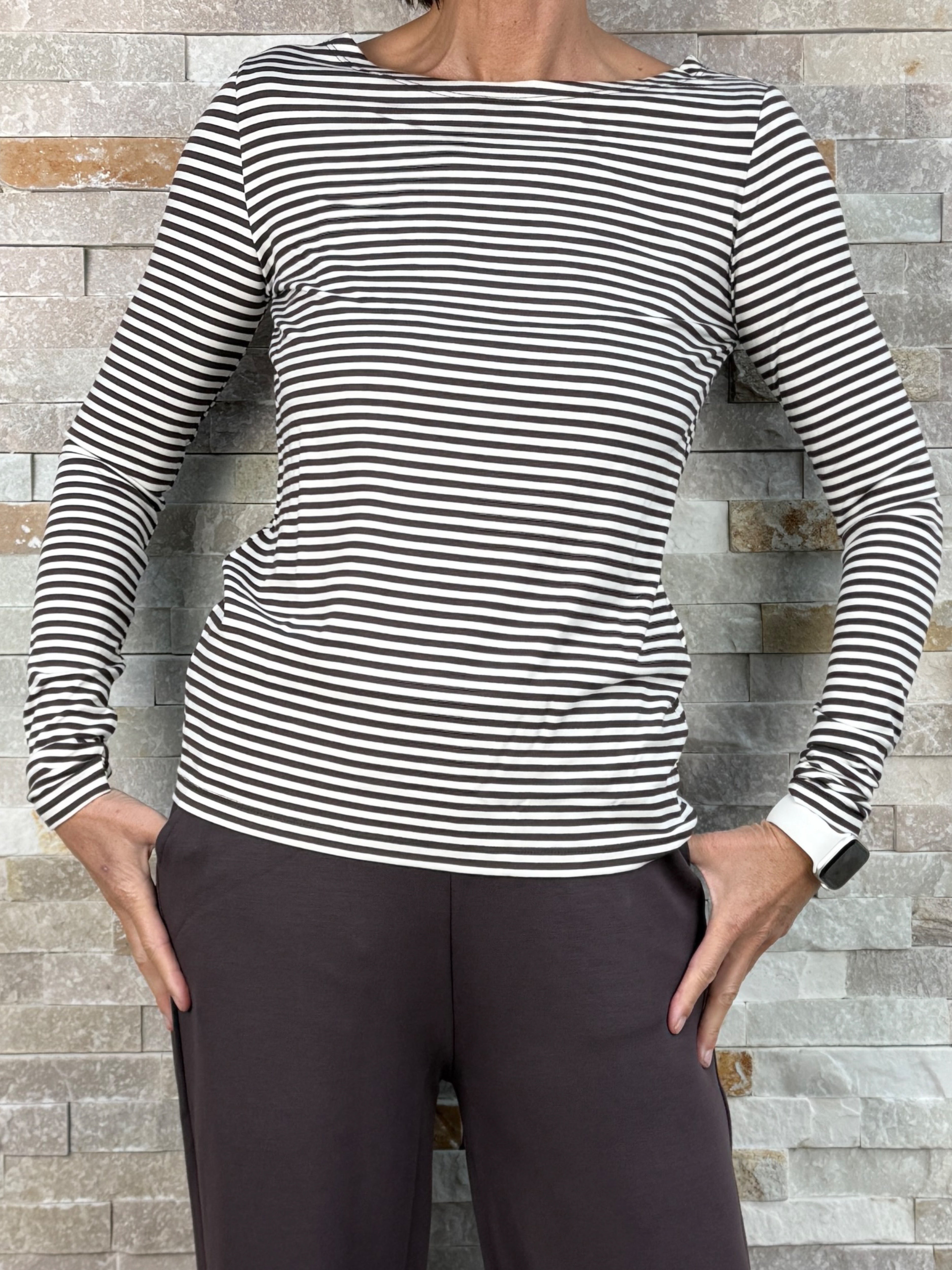 T-Shirt U-Boot Ringel Chocolate-Ivory