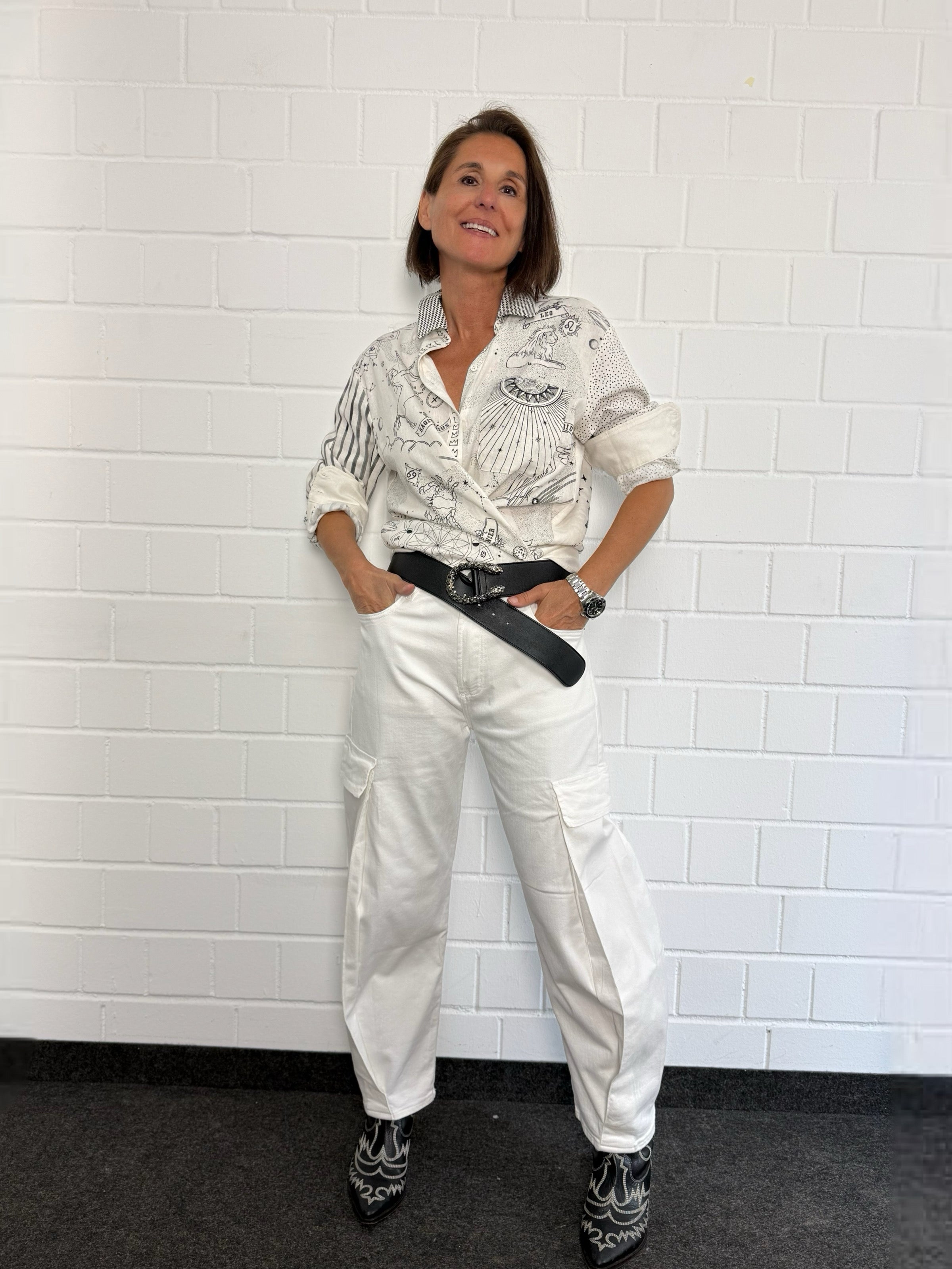 Cargo Jeans MASIE in Offwhite