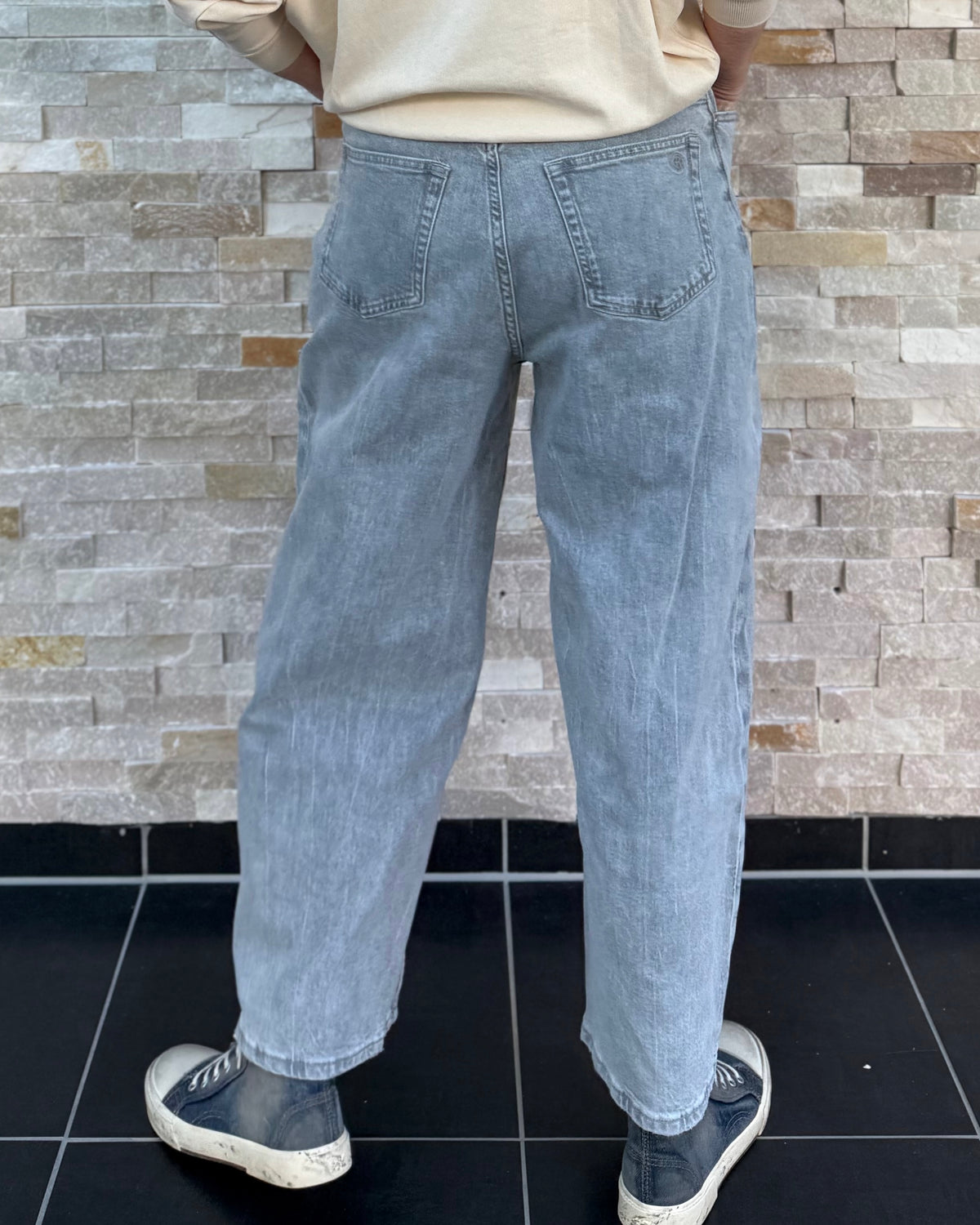 Jeans ER PIA Ballon Form mit Kordel in Snow White / Hellgrau