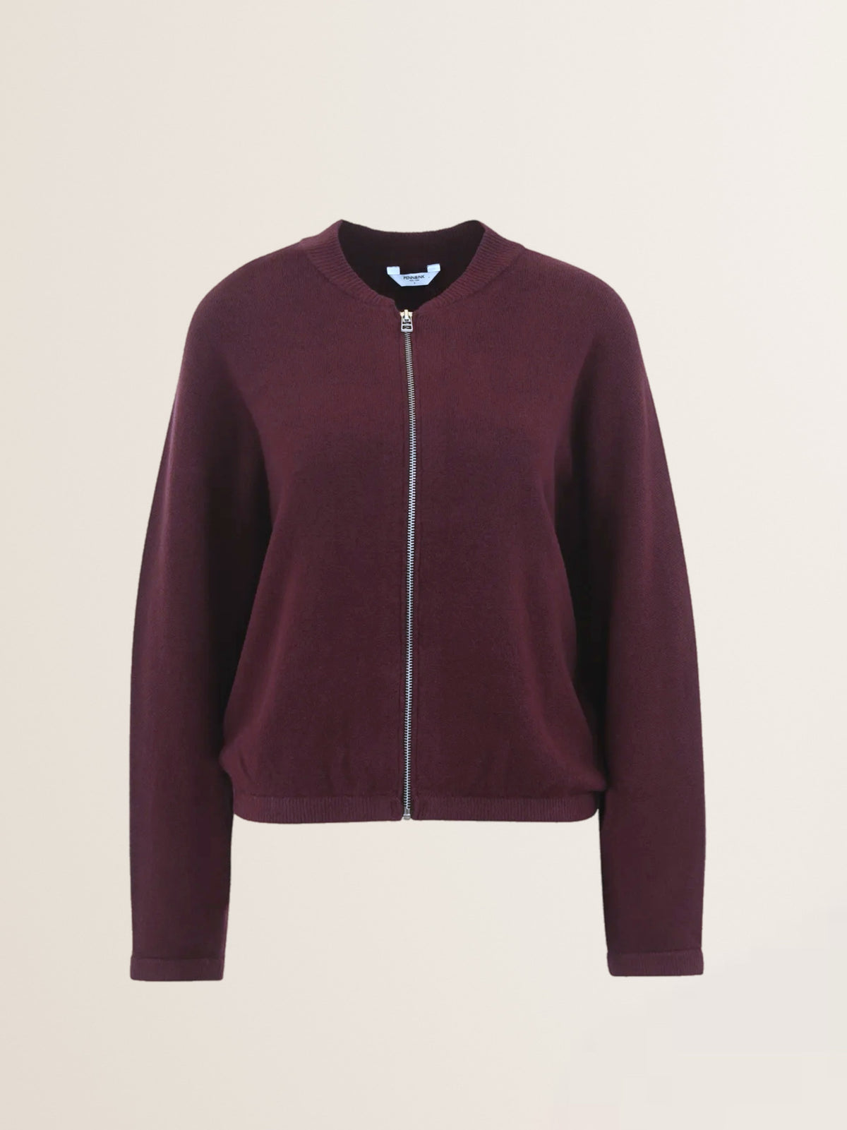 Cardigan mit Reißverschluss in Blouson-Form in Aubergine