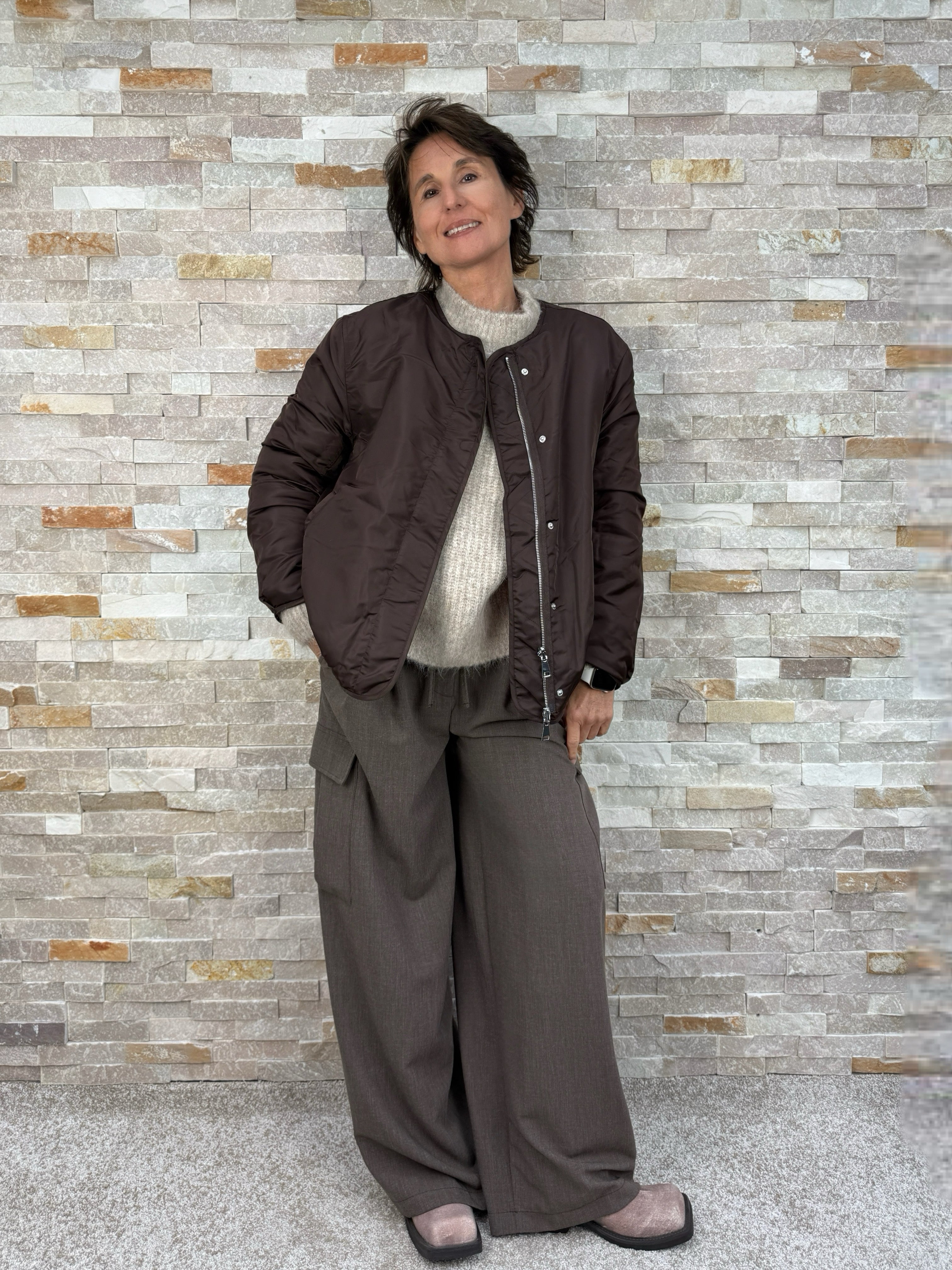 Bomberjacke zum Wenden mit Teddyfell in Chocolate