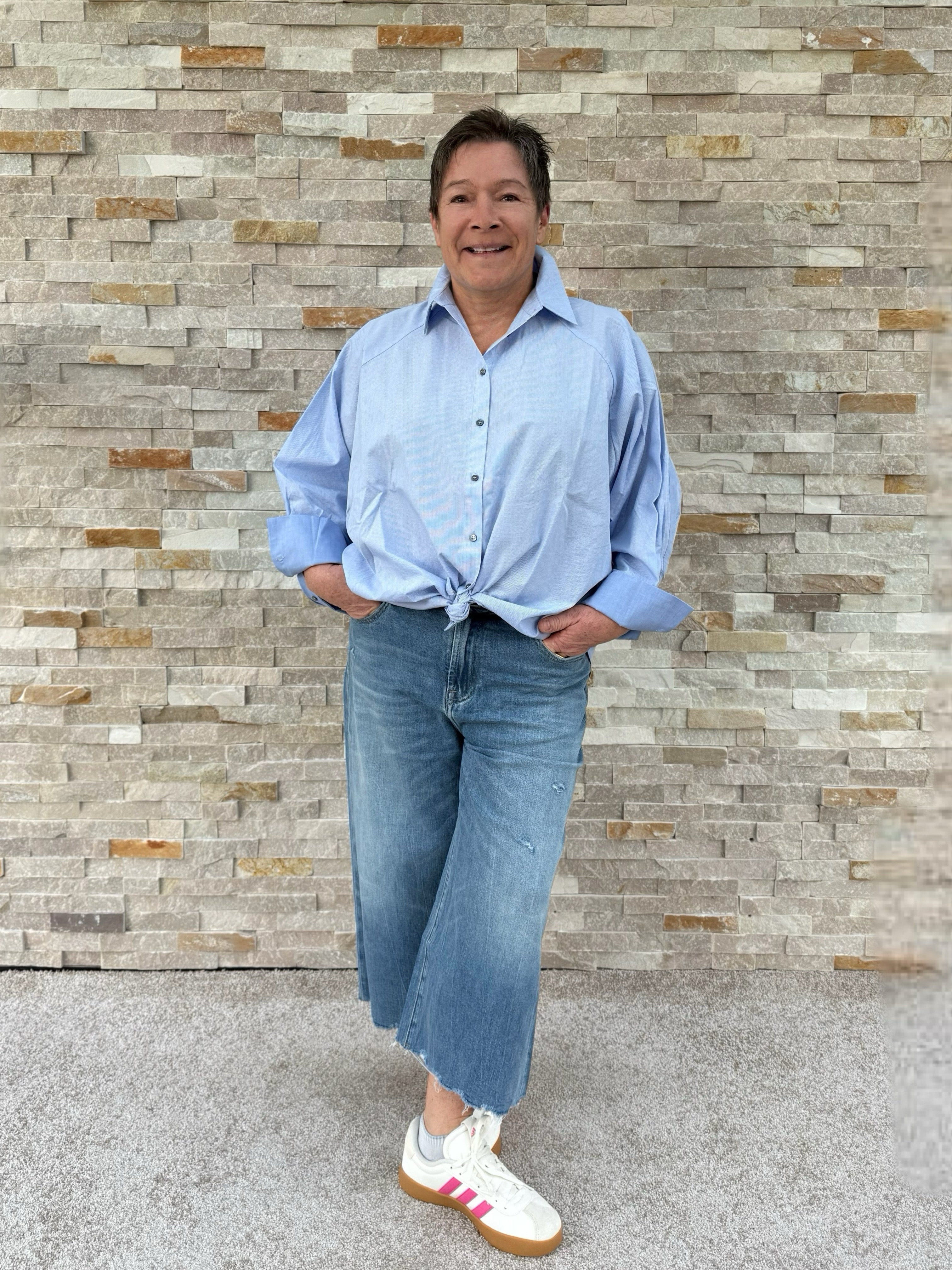 3/4 wide leg jeans ER LINA cropped length in Mount Blue