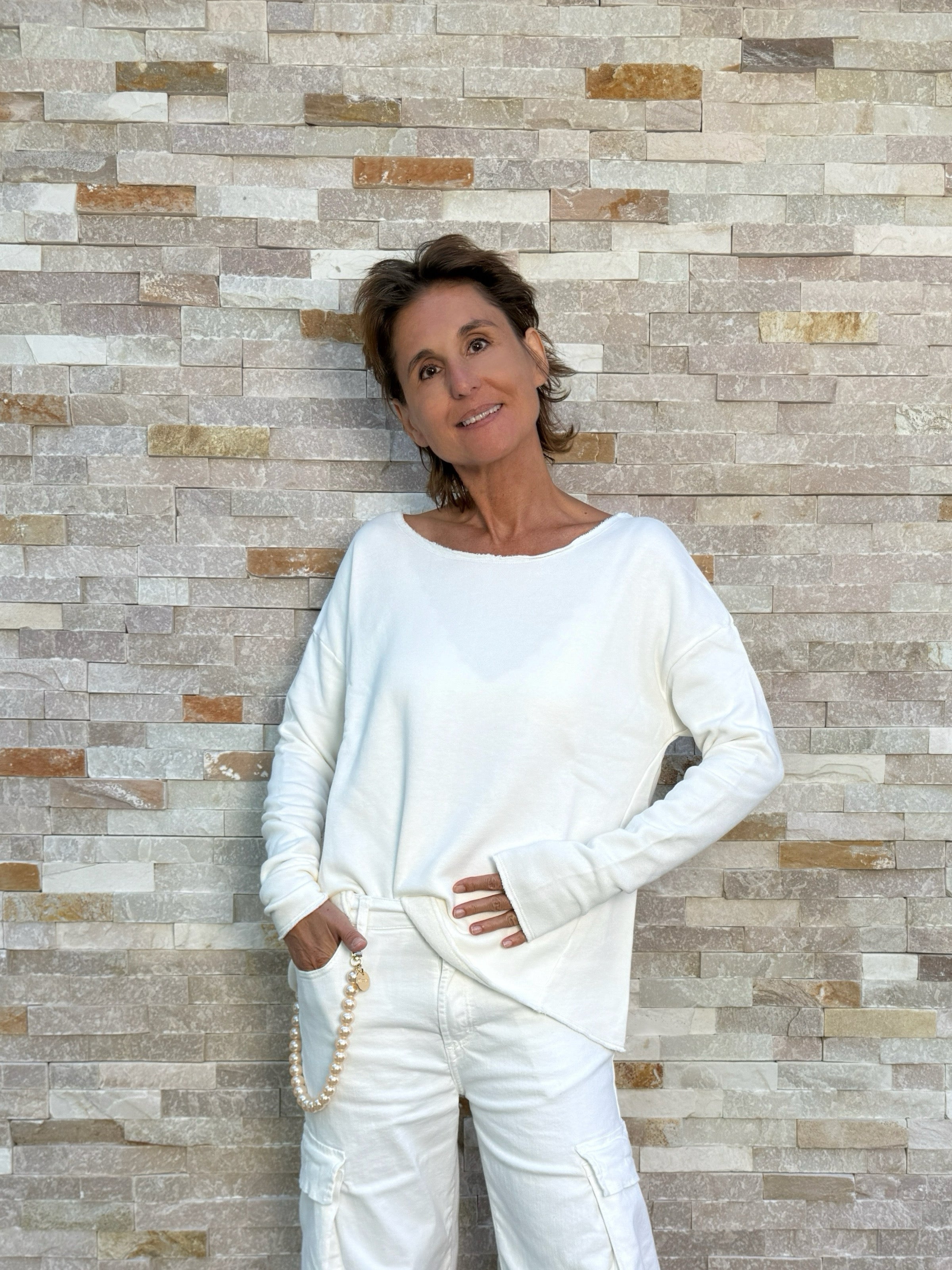Sweatshirt GARA mit offenen Kanten in Ice