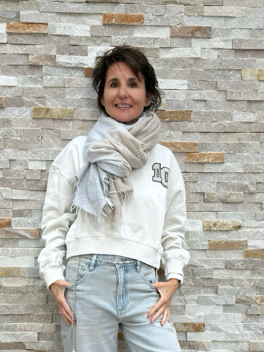 Cashmere Schal Farbverlauf Hellgrau Sand