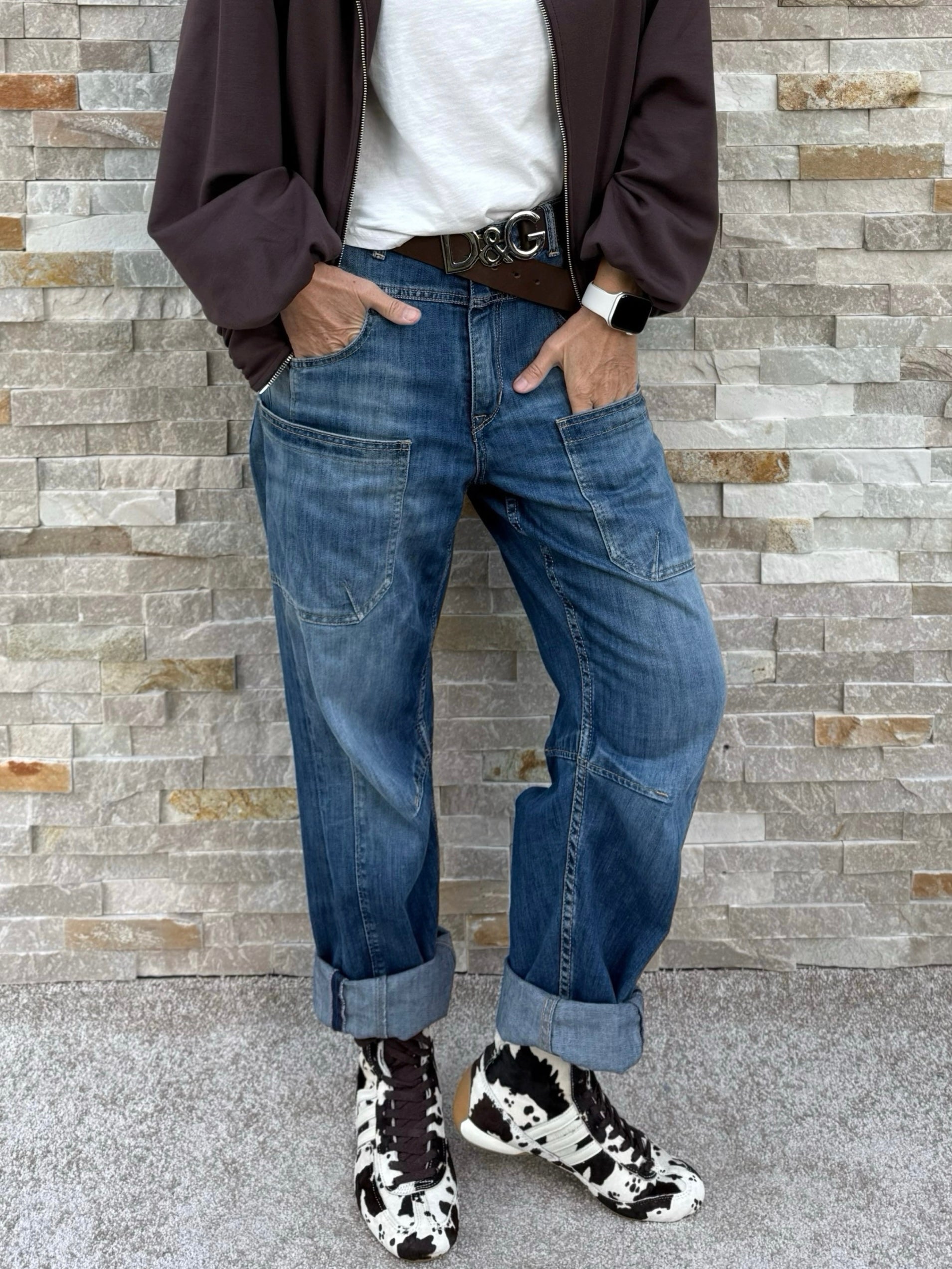 MADIE NEO jeans with patch pockets, medium blue