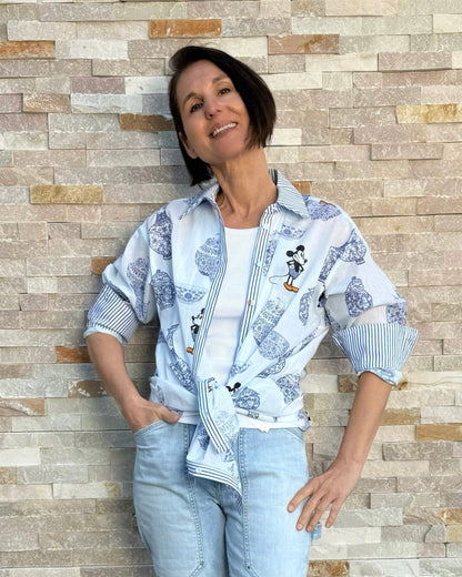 Hemdbluse "CERAMIC & MOUSE" in Weiß